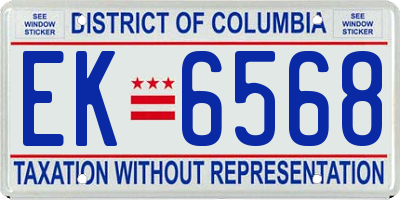 DC license plate EK6568