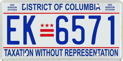 DC license plate EK6571