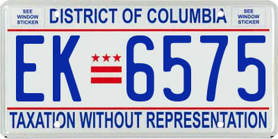 DC license plate EK6575