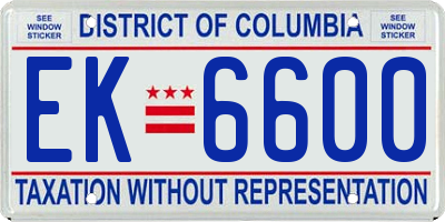 DC license plate EK6600