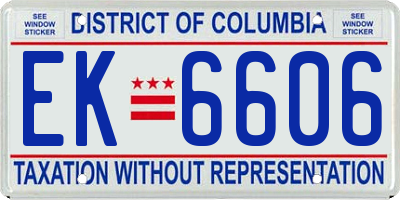 DC license plate EK6606