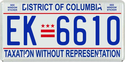 DC license plate EK6610