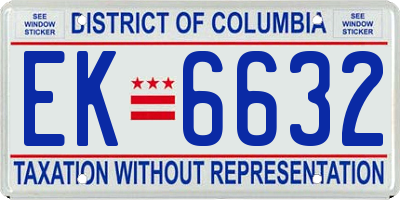 DC license plate EK6632