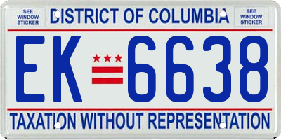 DC license plate EK6638