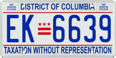 DC license plate EK6639