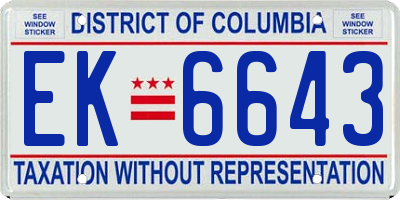 DC license plate EK6643
