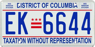 DC license plate EK6644