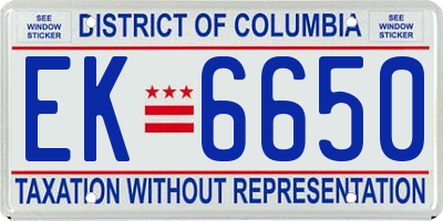 DC license plate EK6650