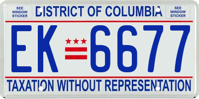 DC license plate EK6677