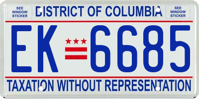 DC license plate EK6685