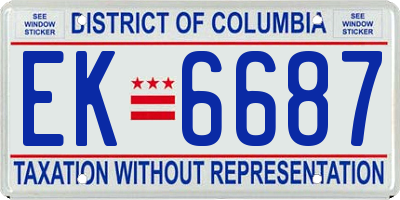 DC license plate EK6687