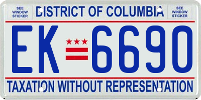 DC license plate EK6690