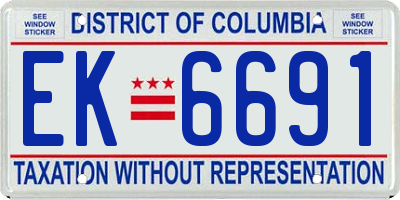 DC license plate EK6691