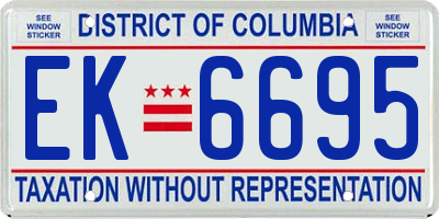 DC license plate EK6695