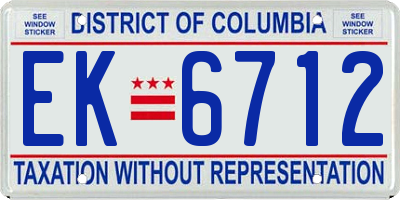 DC license plate EK6712