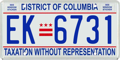 DC license plate EK6731