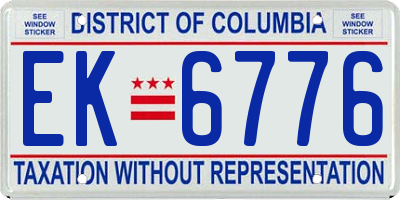 DC license plate EK6776