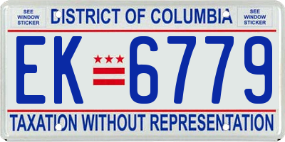 DC license plate EK6779