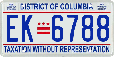 DC license plate EK6788