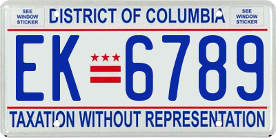 DC license plate EK6789
