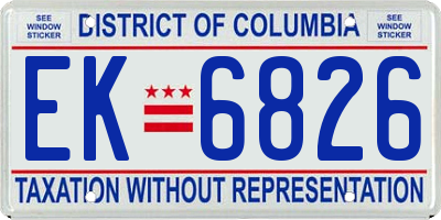 DC license plate EK6826