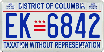 DC license plate EK6842