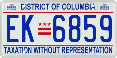 DC license plate EK6859