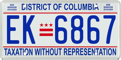 DC license plate EK6867