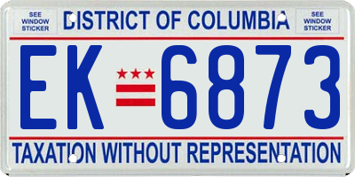 DC license plate EK6873