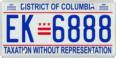 DC license plate EK6888