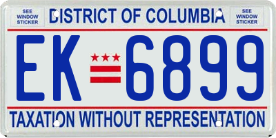 DC license plate EK6899