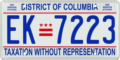 DC license plate EK7223