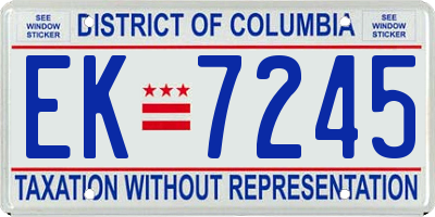 DC license plate EK7245