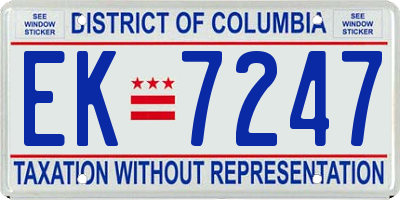 DC license plate EK7247