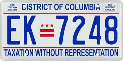 DC license plate EK7248