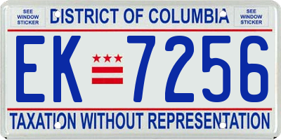 DC license plate EK7256