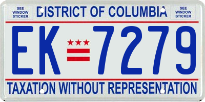 DC license plate EK7279