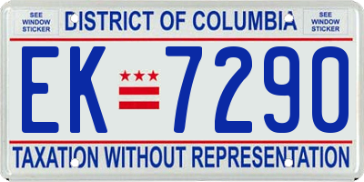 DC license plate EK7290