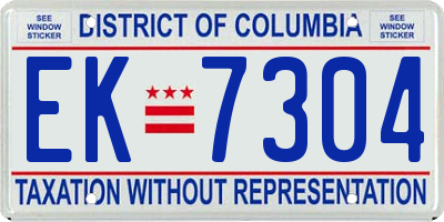 DC license plate EK7304
