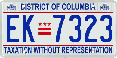 DC license plate EK7323