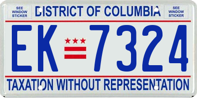 DC license plate EK7324