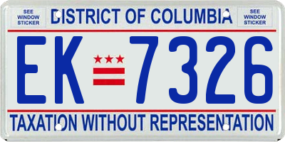 DC license plate EK7326