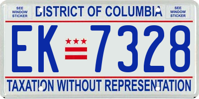 DC license plate EK7328