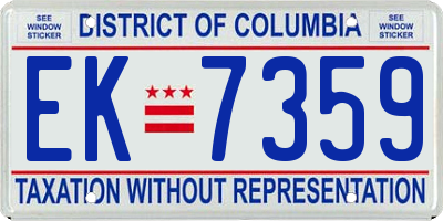 DC license plate EK7359