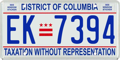 DC license plate EK7394