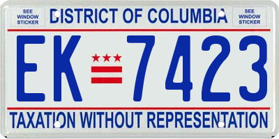 DC license plate EK7423