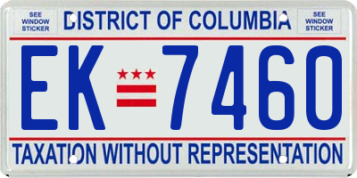 DC license plate EK7460