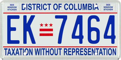 DC license plate EK7464
