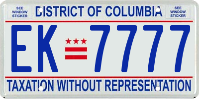 DC license plate EK7777
