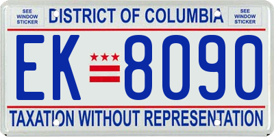 DC license plate EK8090